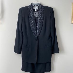 Vtg Lord &Taylor Black 2 Piece Sequined Suit Sz 10